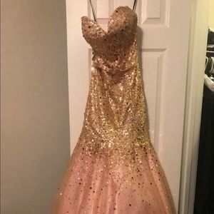 Pink and gold evening gown